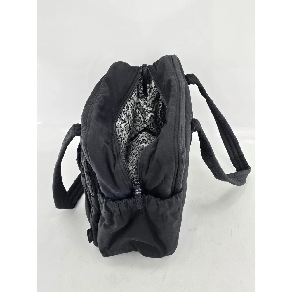 Vera Bradley Diaper Bag Tote Women Black Microfiber Multi Pocket - Excellent